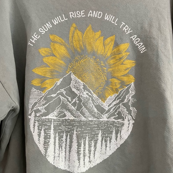 Love vintage sunflower The sun will rise and I will try again cropped sweater - Picture 3 of 5